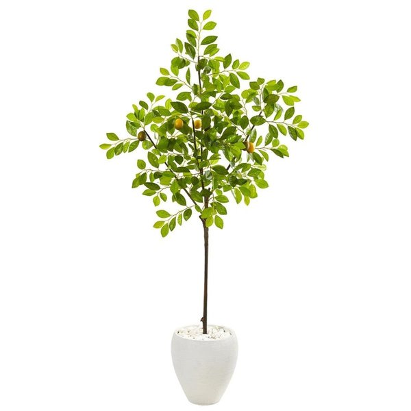 Nearly Naturals 68 in. Lemon Artificial Tree in White Planter 9613